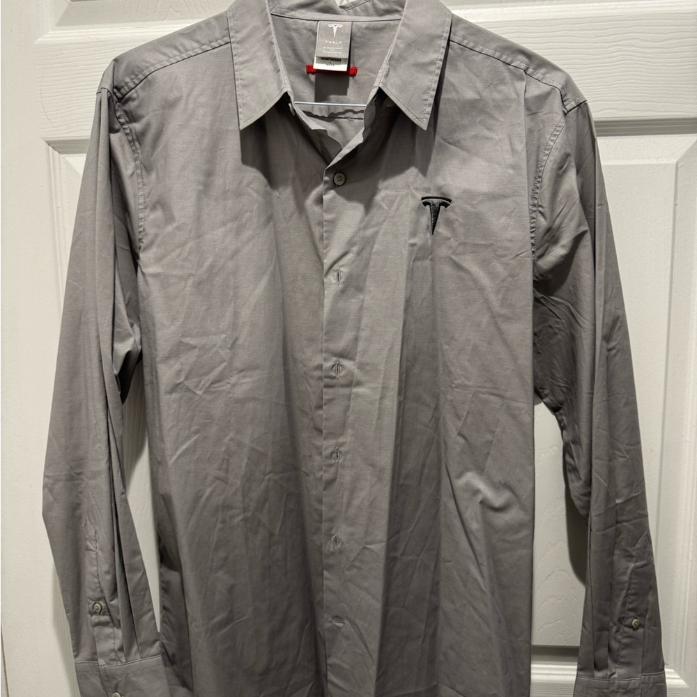 Tesla Gray Dress Shirt Classic Professional Design